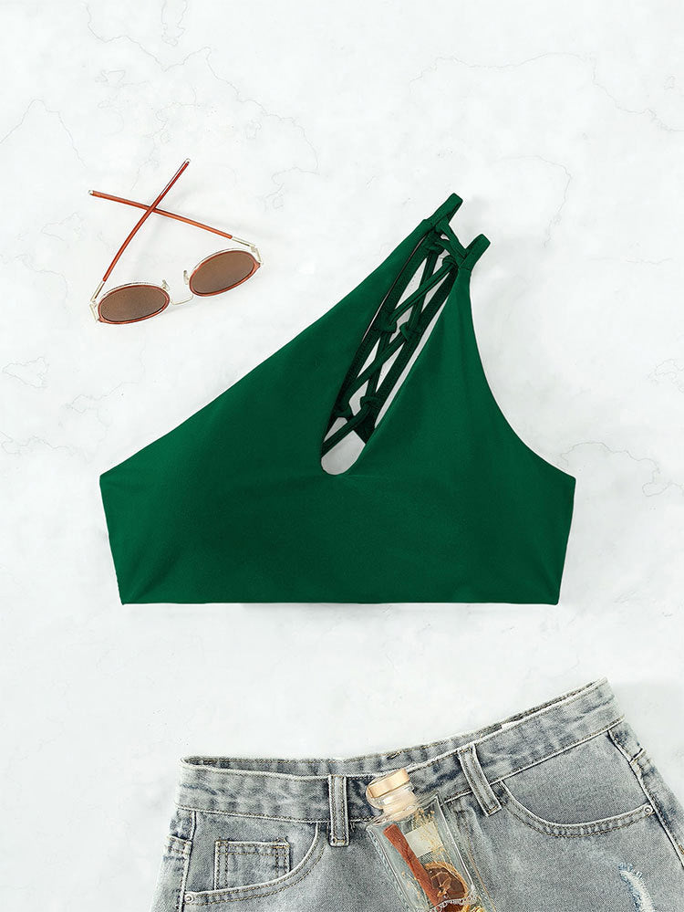 Damen Cropped Badeoberteil mit asymmetrischem Design und elegantem Cut-Out