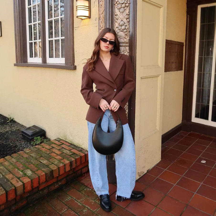Damen elegante Blazerjacke mit doppelt geknöpften Details R&B