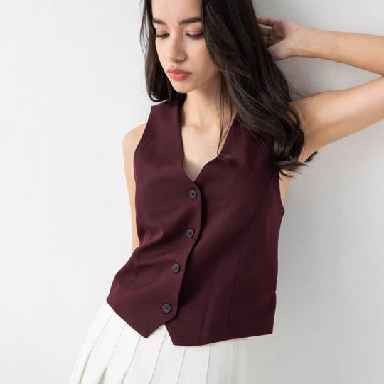 Damen elegante Weste mit modernem Schnitt und praktischen Knopfdetails R&B