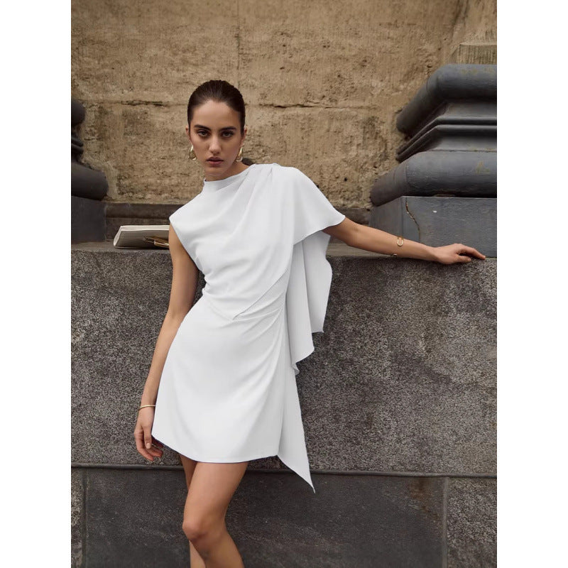 Damen elegantes Wickelkleid mit asymmetrischem Saum und raffinierter Drapierung R&B