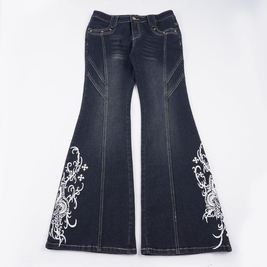 Damen Bootcut-Jeans mit kunstvollen Stickdetails R&B