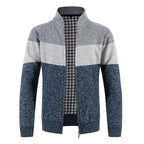 Herren Strickjacke mit modernem Zipper und stilvollem Karomuster