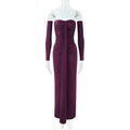 Damen trägerloses Abendkleid mit langen Ärmeln und raffinierten Rüschendetails EB