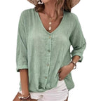 Damen luftige Bluse mit Knopfleiste R&B