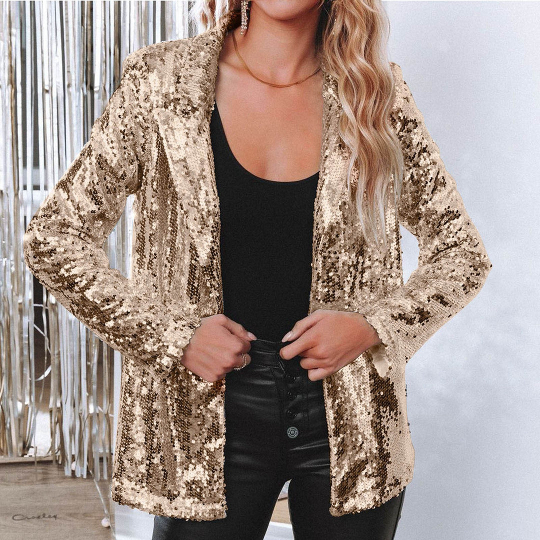 Damen Paillettenjacke mit weitem Schnitt und eleganten Details R&B
