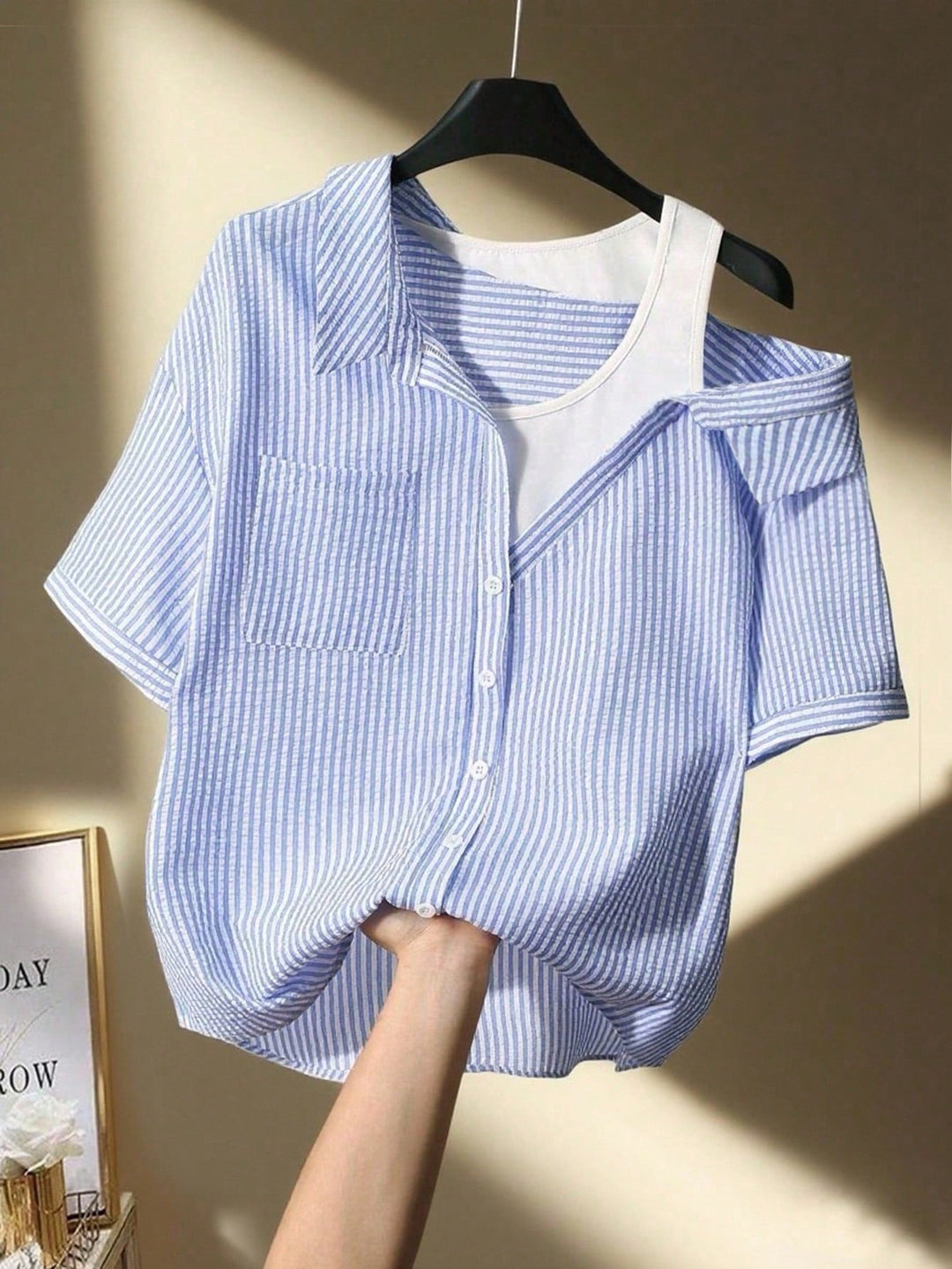 Damen lässige Bluse mit modischem Schnitt und asymmetrischem Design R&B