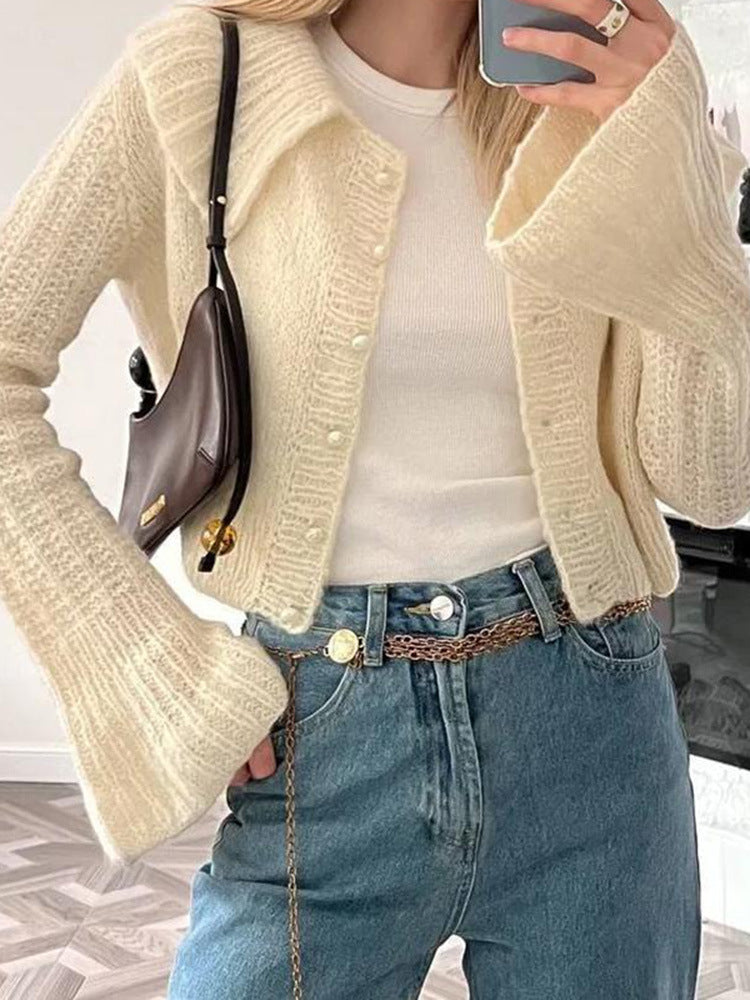 Damen Strickjacke mit weiten Ärmeln und strukturiertem Muster R&B