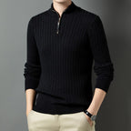 Herren Strickpullover mit modernem Stehkragen im Rippdesign R&B