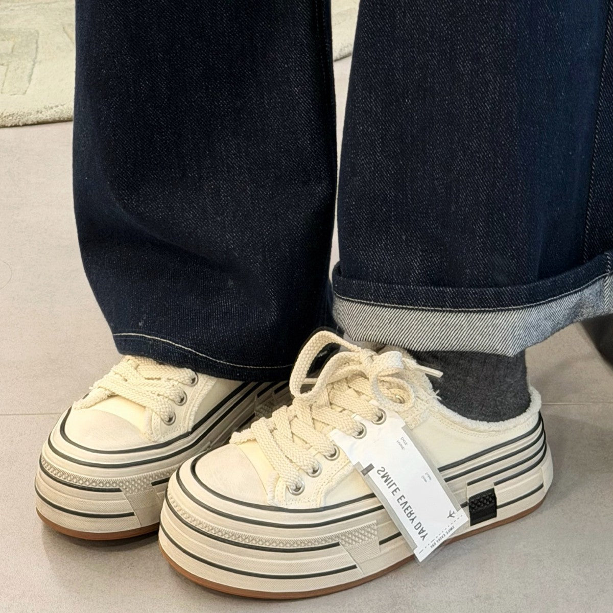 Damen Plateau Sneakers im Street-Style mit modernen Textil-Details R&B