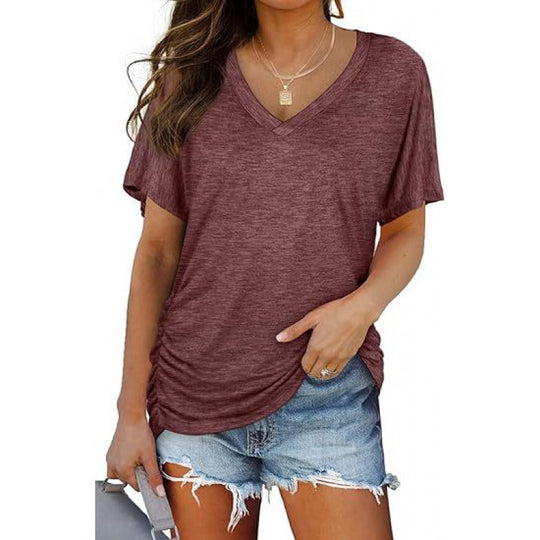 Damen V-Ausschnitt T-Shirt Aus Weichem Single Jersey Heidi-Mode