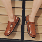 Damen Hochwertige Leder-Sandalen mit atmungsaktiven Einsätzen und rutschfester Sohle R&B