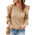 Damen Grobstrickpullover mit Rüschenärmeln und modischem Muster R&B