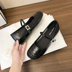 Damen Ballerinas mit modischem Riemen und glitzernder Oberfläche R&B