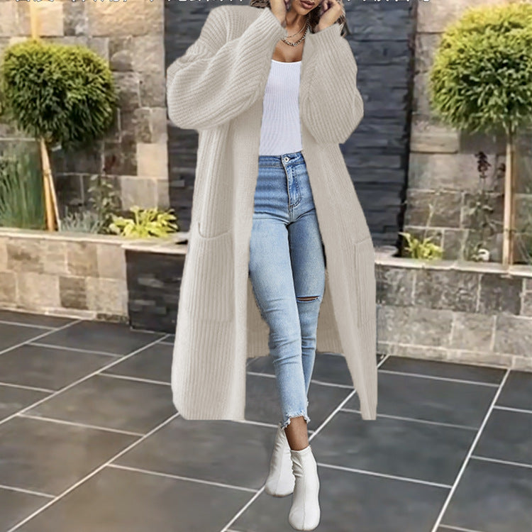 Damen Grobstrickcardigan mit tiefen Taschen und voluminösen Ärmeln R&B