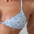 Damen Triangel-Bikini mit floralen Akzenten und verstellbaren Trägern