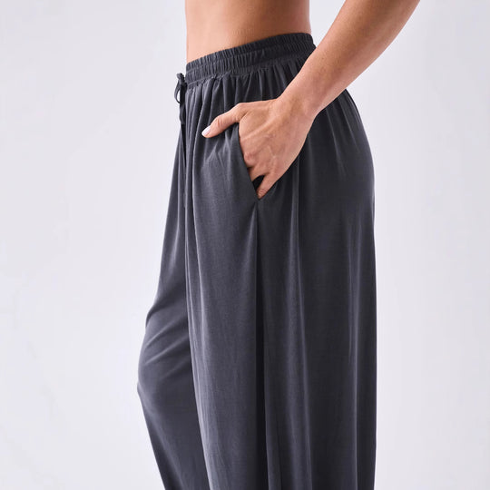Damen lässige Freizeithose mit elastischem Bund und seitlichen Taschen R&B