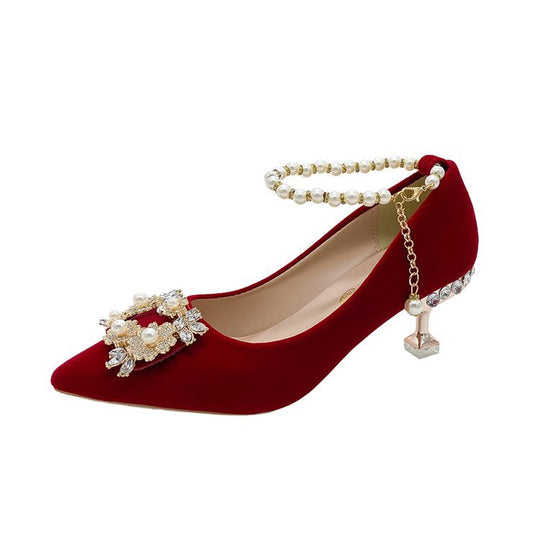 Damen elegante spitze Pumps mit funkelndem Schmuckdetail R&B