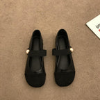 Damen Elegante Ballerina-Schuhe mit Perlenverzierung und bequemen Riemen R&B