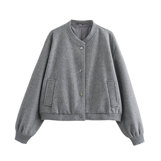 Damen Übergangsjacke mit weichem Wollmaterial und praktischen Taschen R&B
