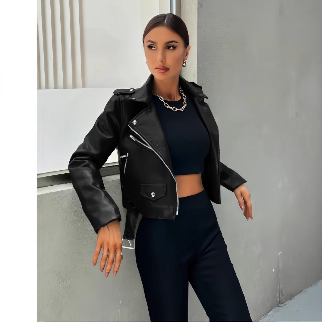Damen cropped Bikerjacke R&B