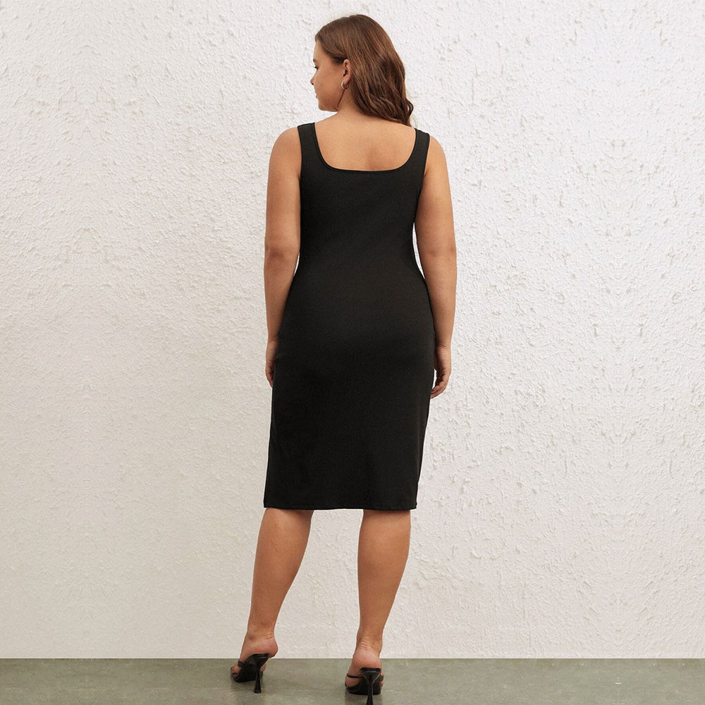 Damen Schickes Minikleid mit tiefem V-Ausschnitt und seitlichem Schlitz R&B