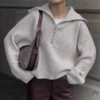 Damen Strickpullover mit Reißverschluss und lässigem Schnitt R&B