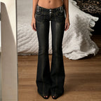 Damen Flared Jeans mit modischen Steppnähten und anpassbarem Bund R&B