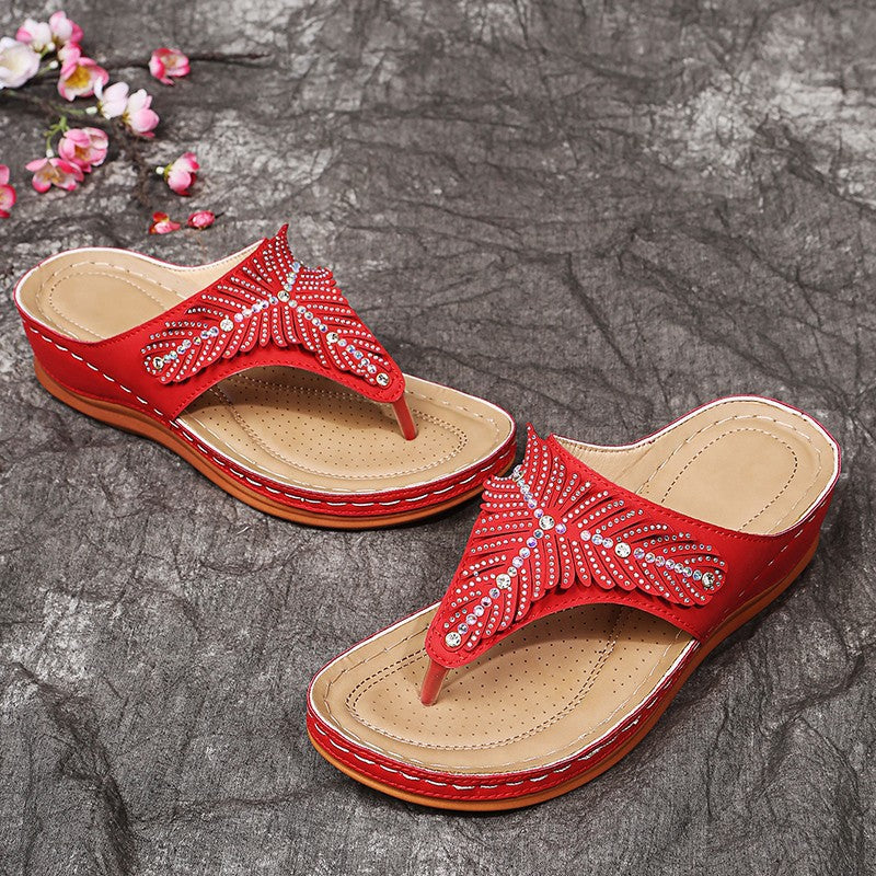 Damen Bequeme Schmuck-Sandalen mit Zehensteg R&B
