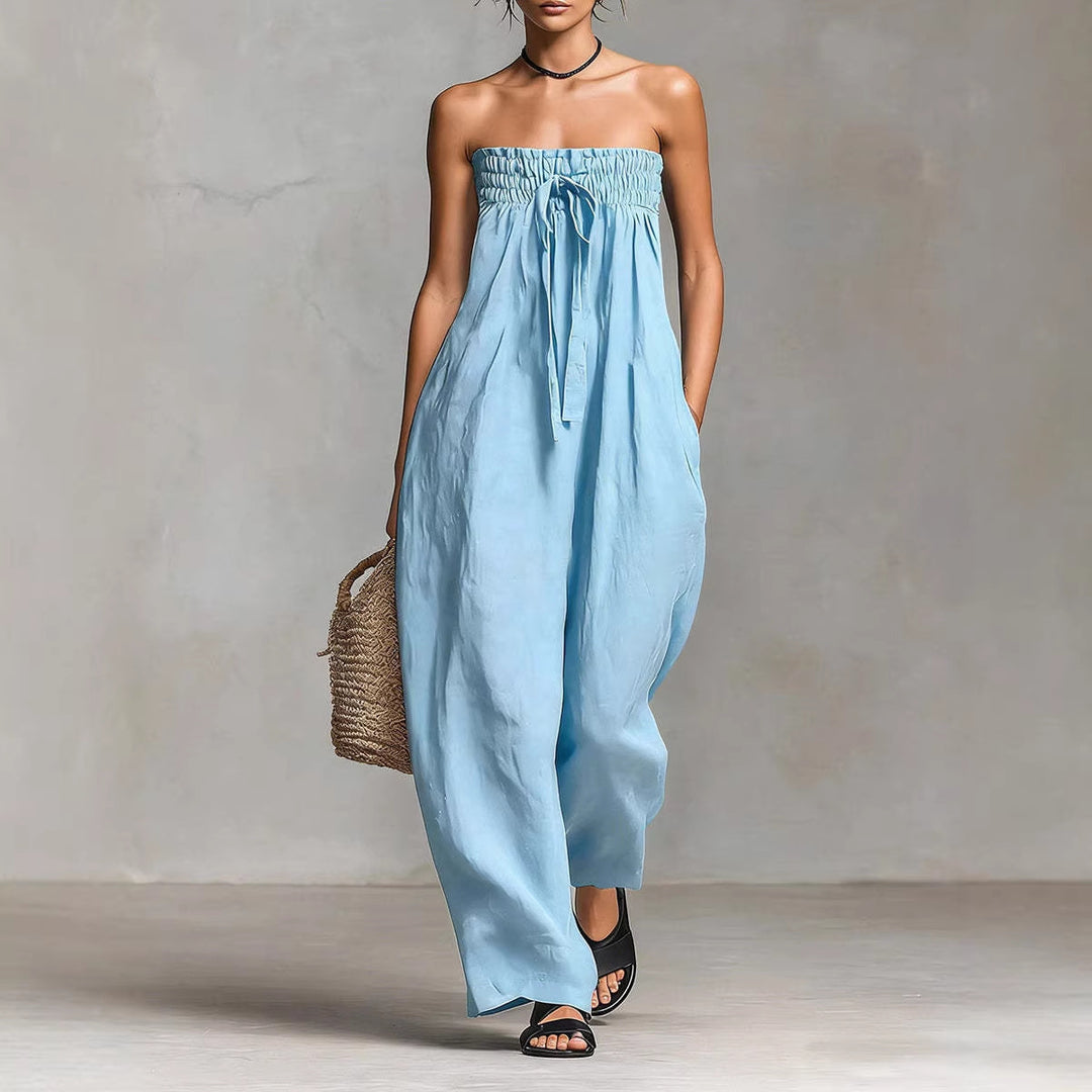 Damen Lässiges Jumpsuit mit elastischem Oberteil und weitem Bein R&B