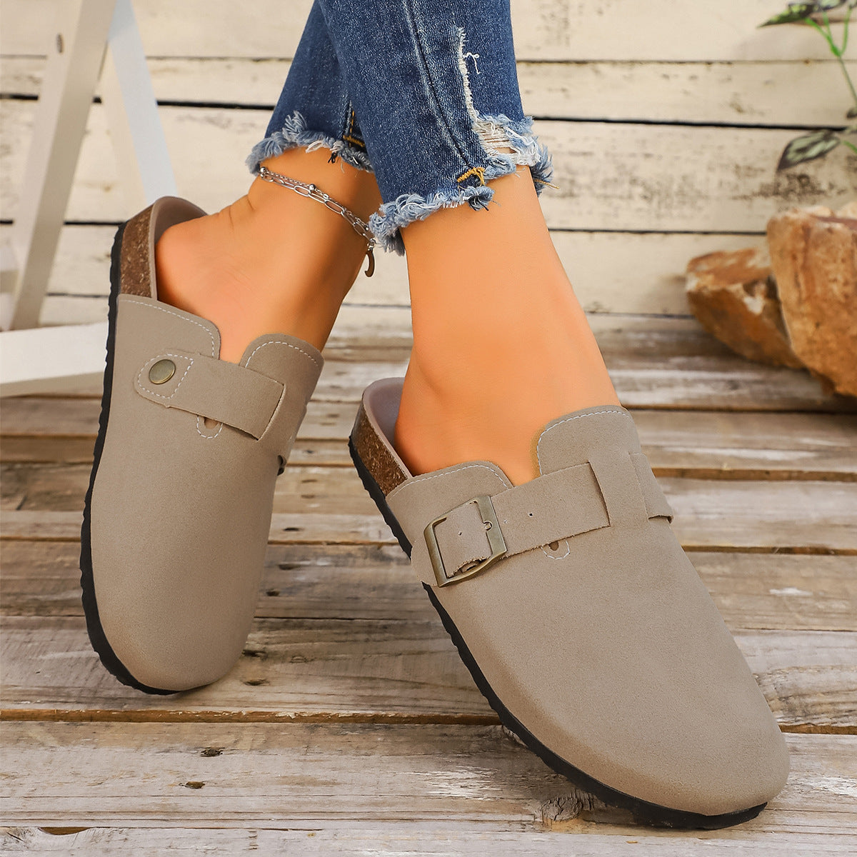 Damen Komfortable Clogs mit modischem Flecht-Design EB