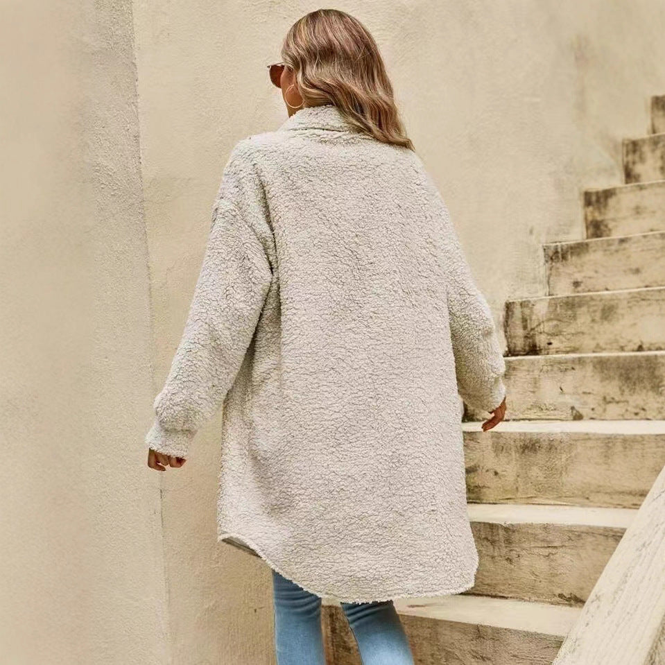 Damen Weiche und kuschelige Oversized-Jacke R&B