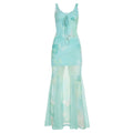 Damen Maxikleid mit transparenten Schichten und floralem Muster R&B