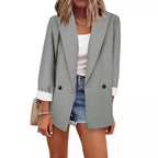 Damen nan legerer Oversize Blazer mit dreiviertelärmeln und kontrastmanschetten R&B