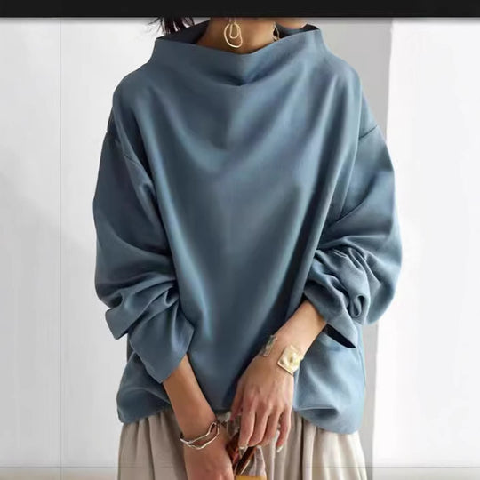 Damen oversized Pullover mit speziellem Kragen und lässigem Schnitt R&B