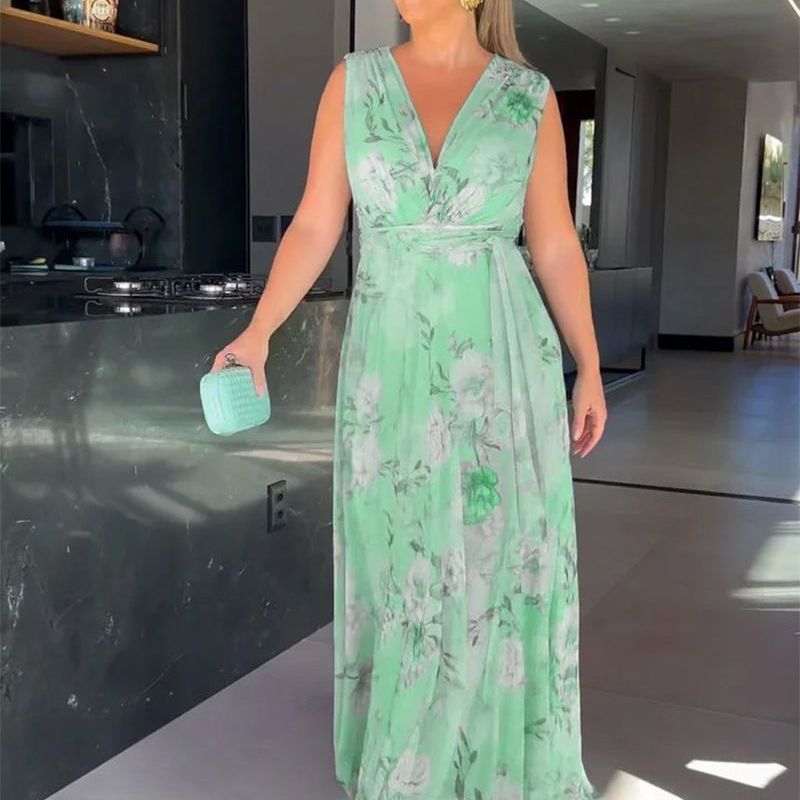 Damen Maxikleid mit fließendem Schnitt und eleganten Rüschendetails EB