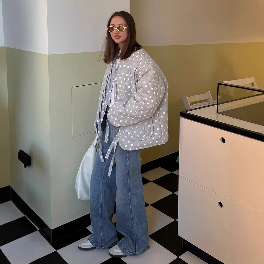 Damen Steppjacke mit großflächigen Punkten und lockerer Passform R&B