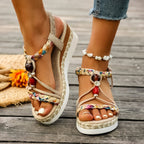 Damen Wedge-Sandalen mit geflochtenem Riemendesign und komfortabler Sohle R&B