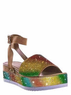 Damen Glamouröse Sandalen mit funkelndem Strass und hohem Plateau R&B