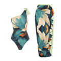 R&B | Damen Badeanzug-Set mit Elegantem Asymmetrischen Design und Verspieltem Rockdetail