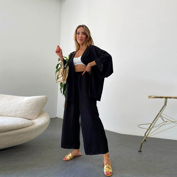 Damen lässiges 2-in-1 Set aus Hoody und weitem Hosen