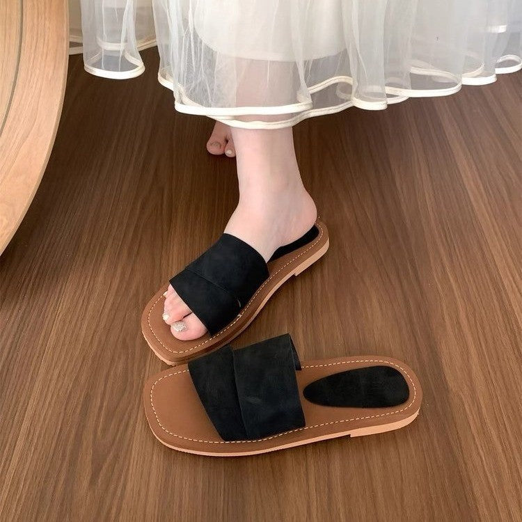 Damen komfortable Sandalen mit breitem Riemen und weichem Fußbett R&B