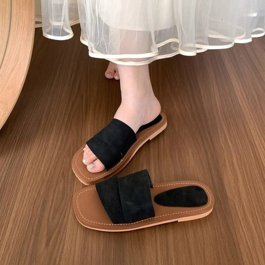 Damen komfortable Sandalen mit breitem Riemen und weichem Fußbett R&B