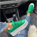 Damen Plateau-Sneaker mit modischem Metallic-Design und rutschfester Sohle R&B