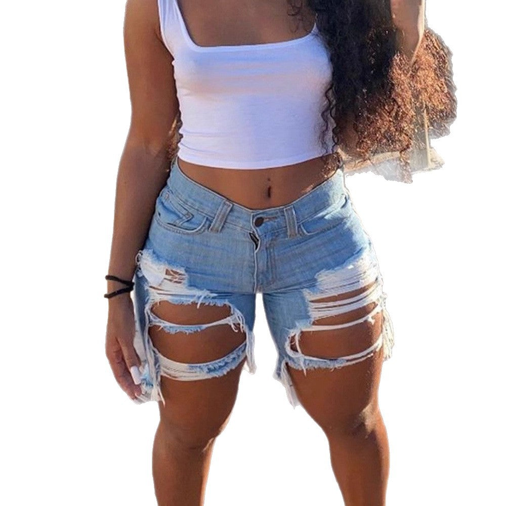 Damen modische Destroyed Jeans-Shorts R&B