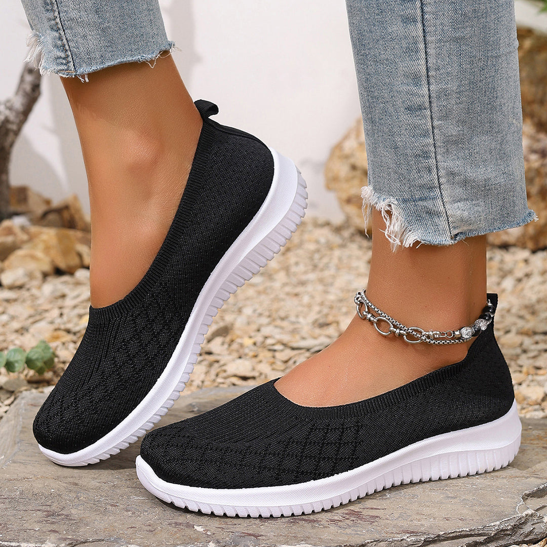 Damen Bequeme Strick-Sneaker mit elastischem Einstieg R&B
