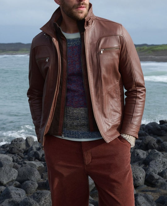 Herren lässige jacke mit modernem Stehkragen und vielseitigen Taschen R&B
