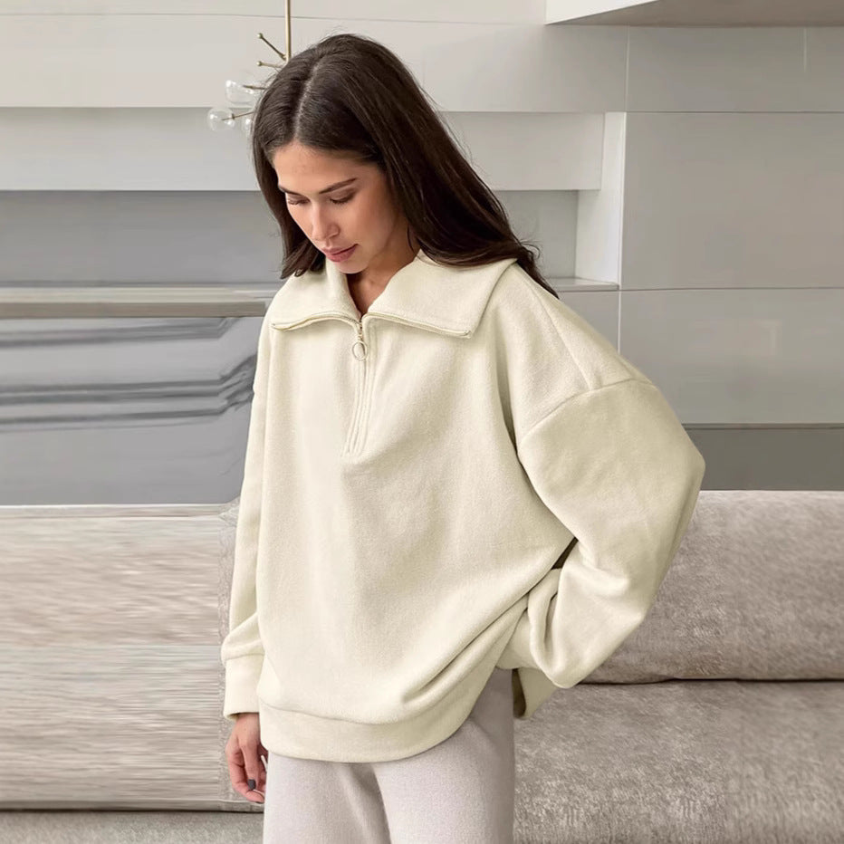 Damen Wärmender Fleece-Pullover mit hohem Kragen undziehbarem Reißverschluss R&B