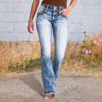 Damen Bootcut Jeans mit flexiblem Stretchmaterial und hohen Komfortbund R&B