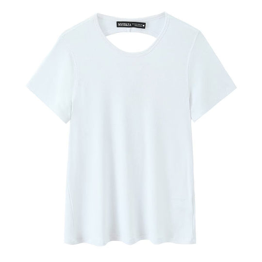 Damen Sportliches T-Shirt mit modischem Rückenausschnitt R&B
