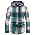 Herren Karo-Hemd mit Kapuze und Button-Down-Verschluss